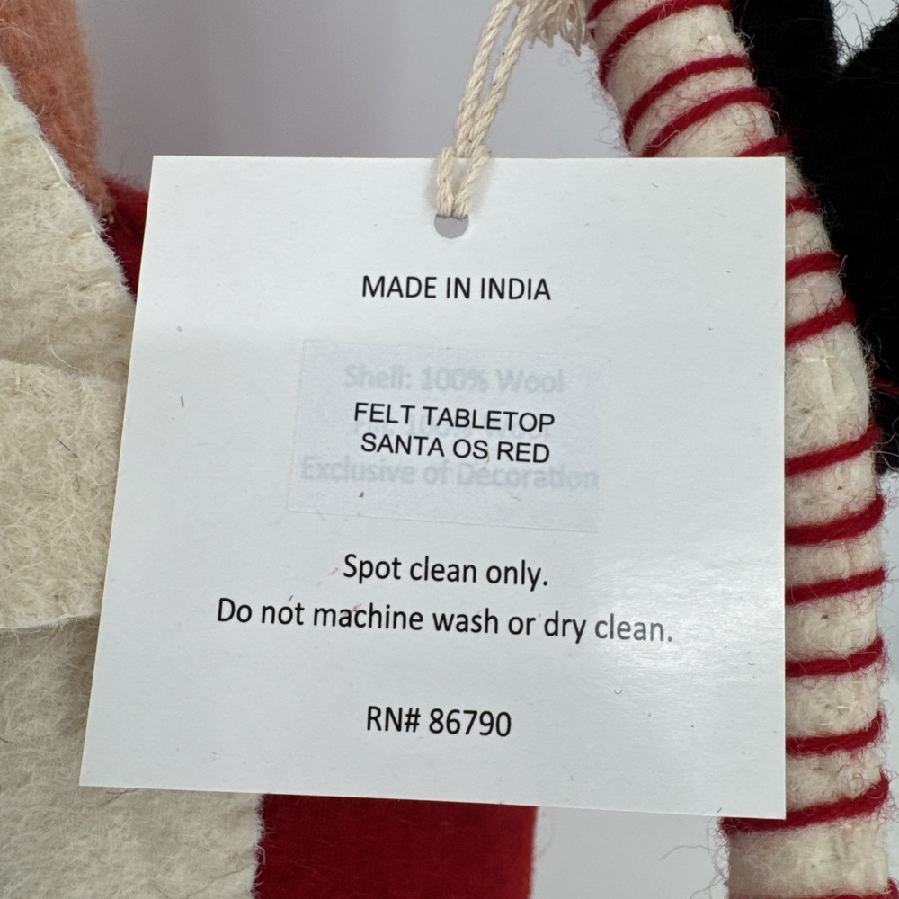 The Company‎ Store Santa Wool Felt Tabletop Christmas Decor NEW w/Tags 23" X 20" - Picture 7 of 9